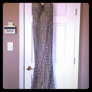 BEADED STRAPLESS GOWN